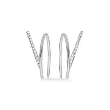 18K White Gold Wishbone Pav�� Earrings