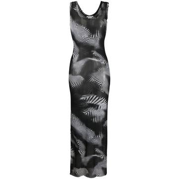 sheer graphic print knitted dress