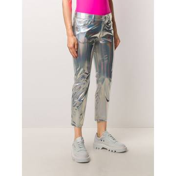 holographic-effect cropped trousers