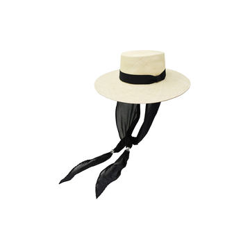 Cordovez Cotton Voile-Trimmed Straw Hat