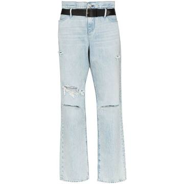distressed straight-leg jeans distressed straight-leg jeans