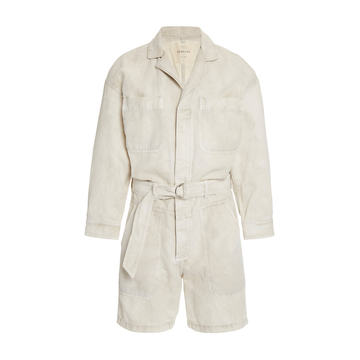 Willa Belted Cotton-Linen Utility Romper