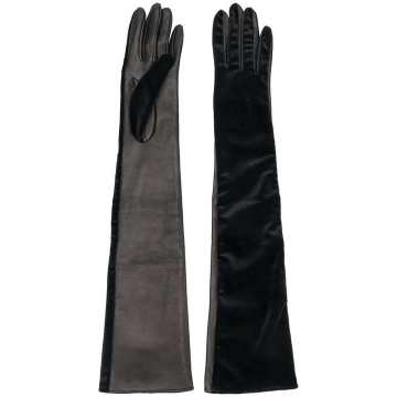 contrast panel long gloves