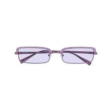 crystal embellished rectangular sunglasses