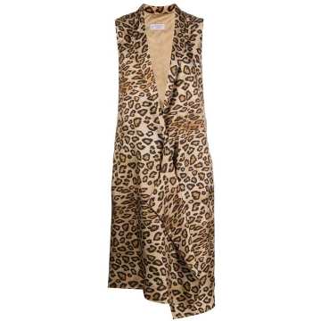leopard print sleeveless coat