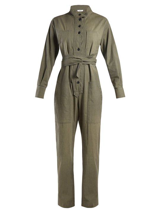 Lucia tie-waist cotton-blend jumpsuit展示图