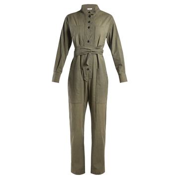 Lucia tie-waist cotton-blend jumpsuit