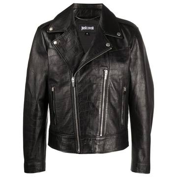 off-centre zip up biker jacket