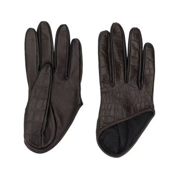 asymmetric hem embossed style gloves