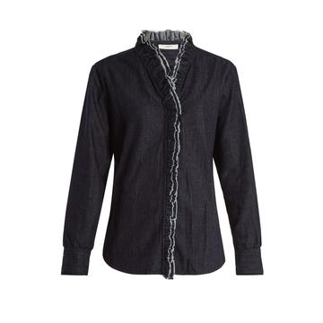 Wendy ruffle-trimmed chambray shirt