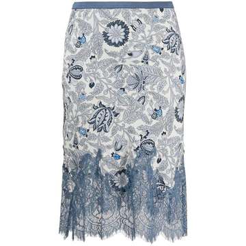 lace trim paisley slip skirt