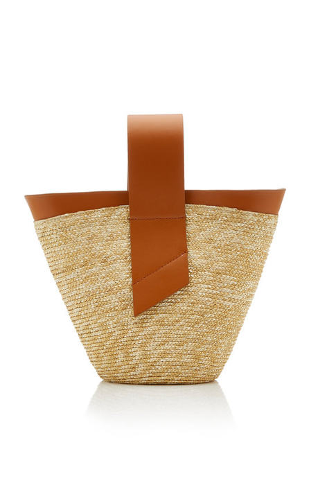 Amphora Straw and Leather Top-Handle Bag展示图