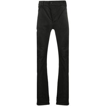 coated finish drop-crotch jeans