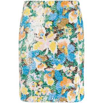 sequinned floral skirt