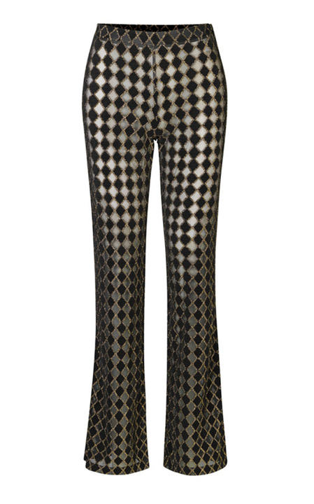 Andy Metallic Checkered Flared-Leg Pants展示图