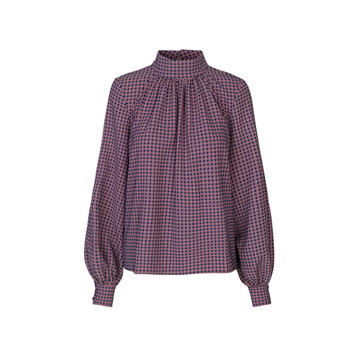 Eddy Puff-Sleeve Checked Jacquard Top