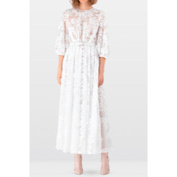 Specialorder-White Embroidered Lace Dress-KB