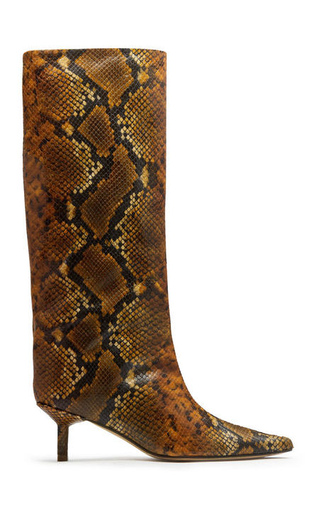 Jenara Snake-Effect Leather Knee Boots展示图