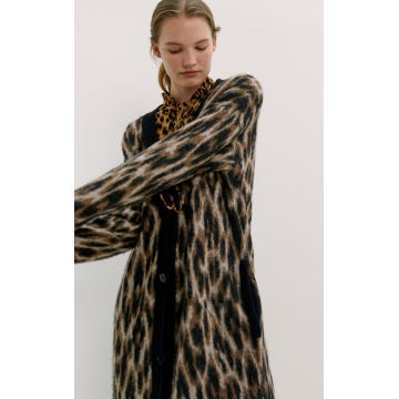 Zillow Ruffled Leopard Chiffon Midi Dress