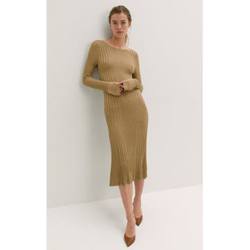 Ophelias Metallic Ribbed-Knit Midi Dress