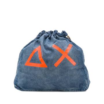 logo denim backpack