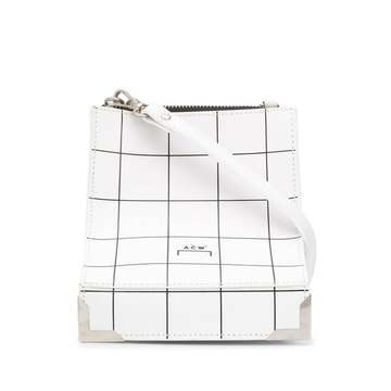 curved square print shoulder bag