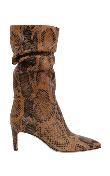 Slouchy Python-Effect Leather Calf-Length Boots展示图