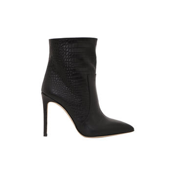 Croc-Effect Leather Ankle Boots