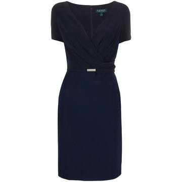 belted V-neck cocktail dress