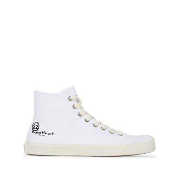 white Tabi high top sneakers