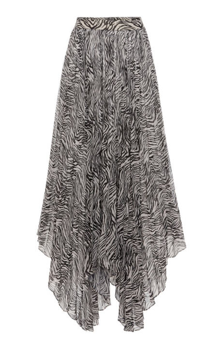 Alena Zebra-Print Pleated Georgette Skirt展示图