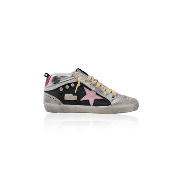 Mid-Star Glitter-Embellished Leather Wave Sneakers