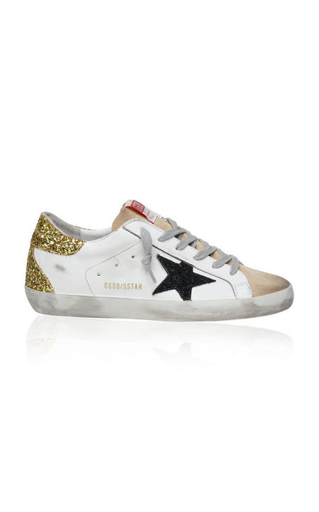 Superstar Glitter-Detail Leather Sneakers展示图