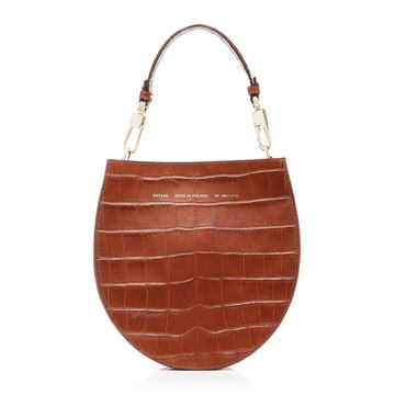 Horseshoe Croc-Effect Leather Top Handle Bag