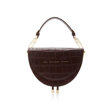 Croc-Effect Leather Shoulder Bag