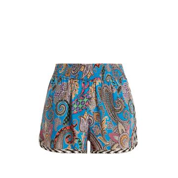Paisley-print silk-crepe shorts