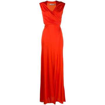 ruched-front evening dress