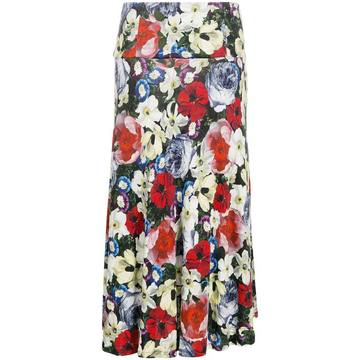 poppy-print midi skirt