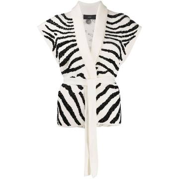 zebra embroidered knit gilet