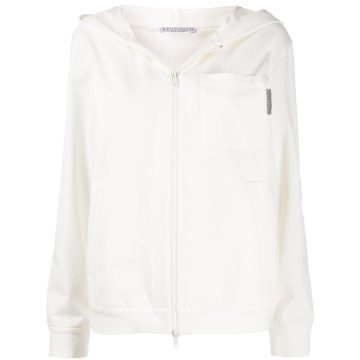 chest pocket zipped hoodie