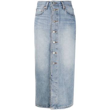 front button denim skirt