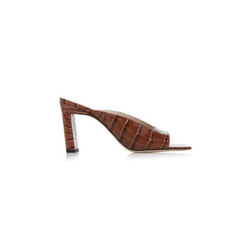 Isa Croc-Embossed Leather Sandals