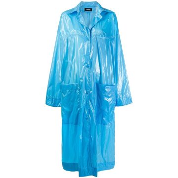 wet look buttoned coat