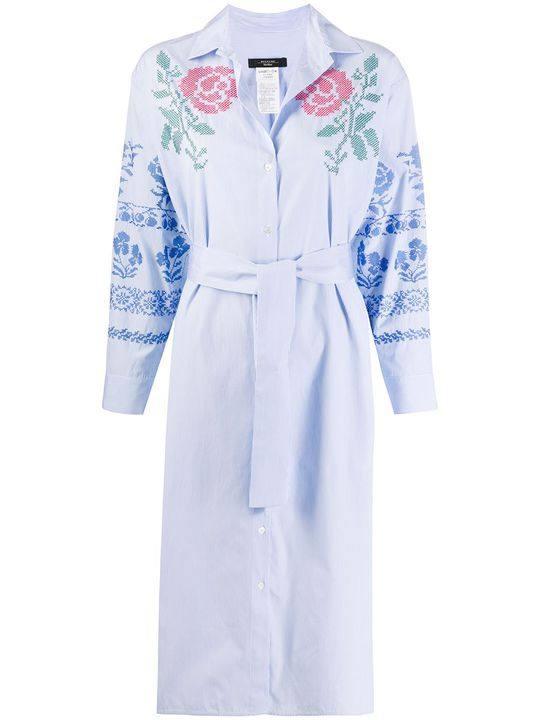 floral embroidered shirt dress展示图