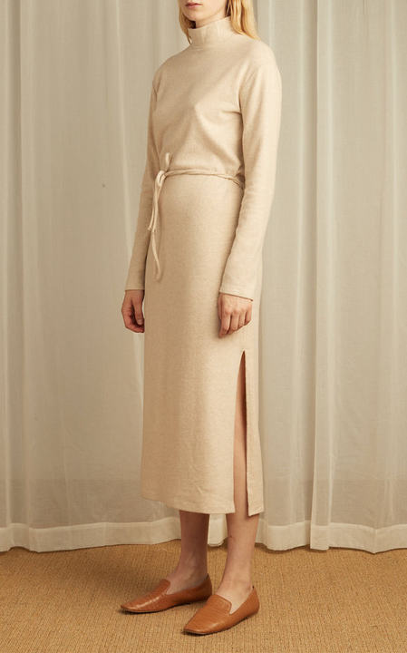 Belted Knit Midi Turtleneck Sweater Dress展示图