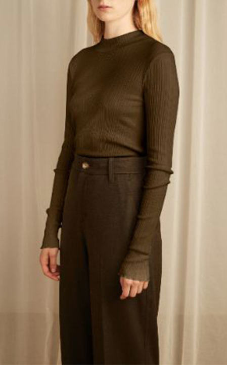 Texured-Knit Mock-Neck Top展示图