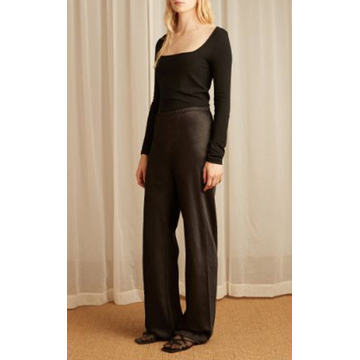 Crushed Satin Wide-Leg Pants