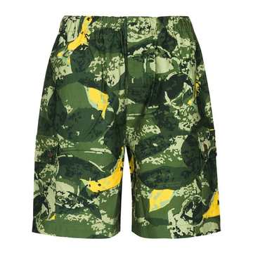 camouflage print cotton cargo shorts