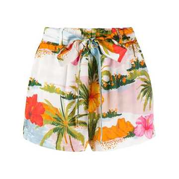 floral-print belted shorts