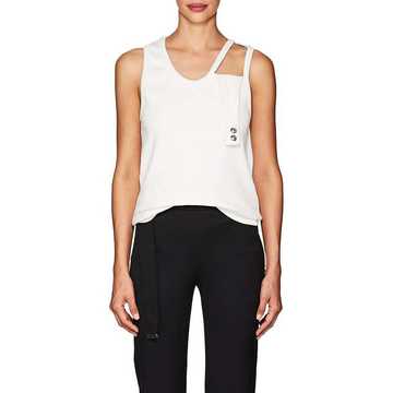 Stretch-Cotton Cutout-Shoulder Tank